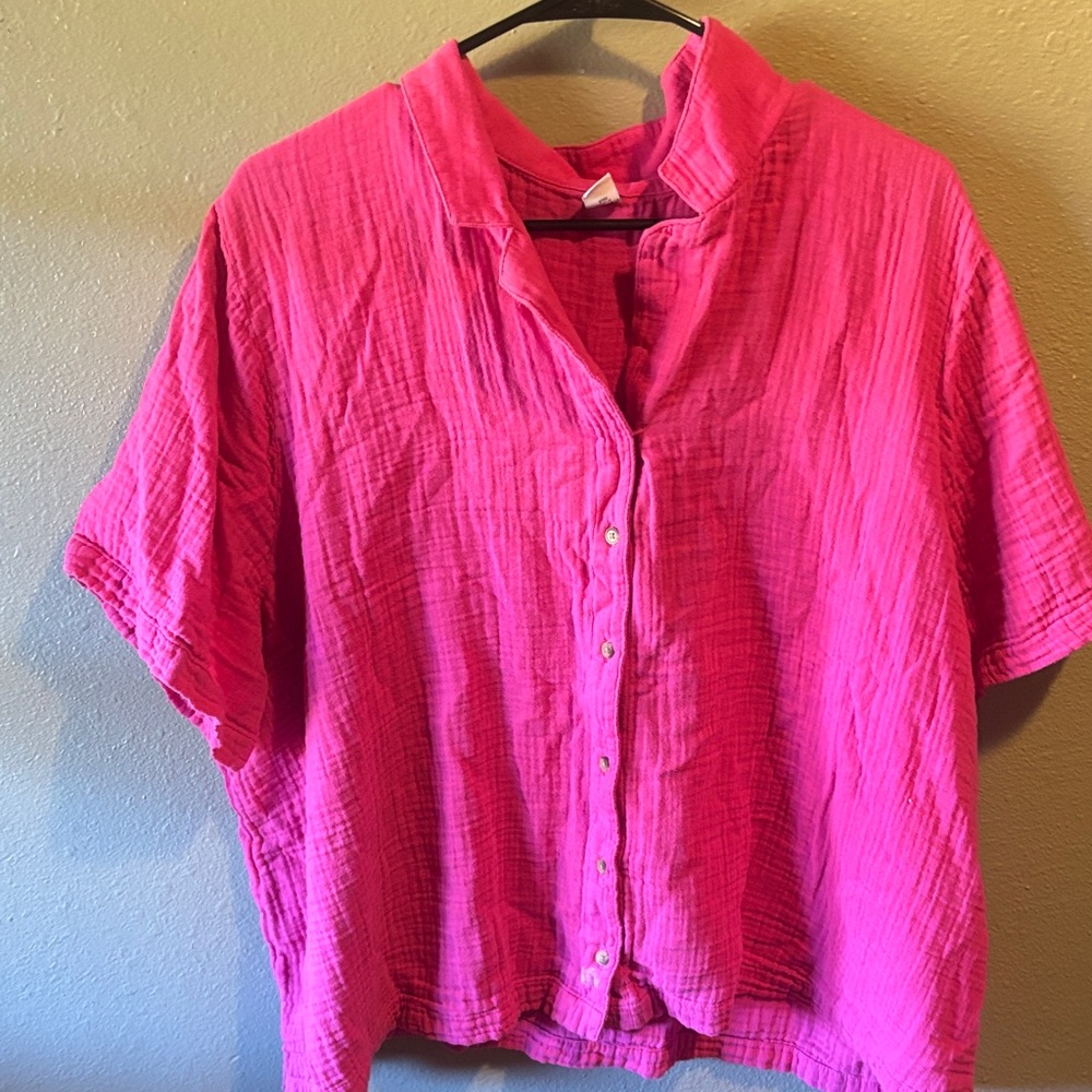 Old Navy Bright Pink Button-Down Shirt